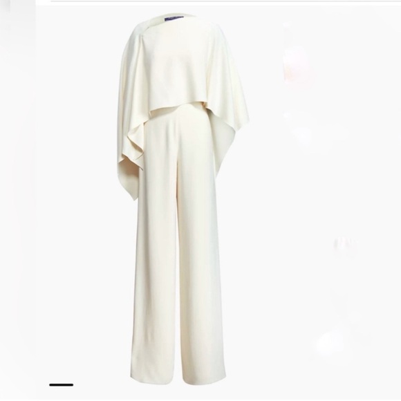 NWT Ralph Lauren Purple Label Cyrene Cape Jumpsuit Ivory Stretch Cady size 12 - Picture 11 of 17
